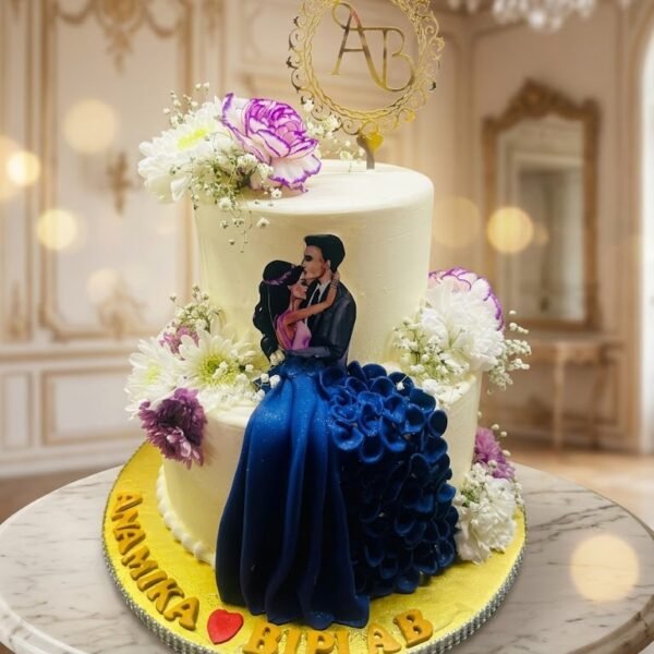 Blush Blossom Engagement Cake