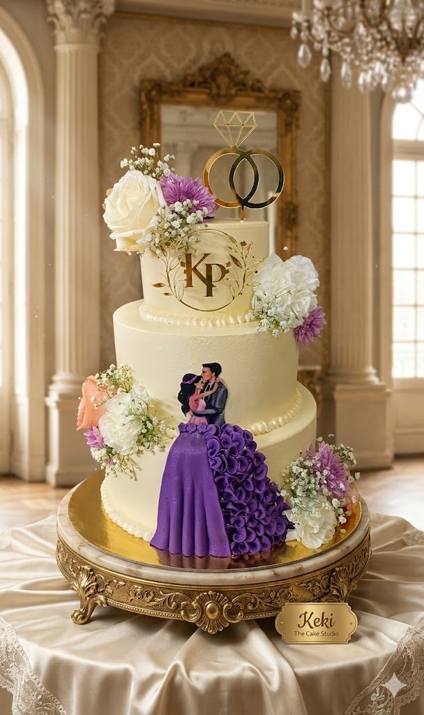 Blush Blossom Engagement Cake Pic 2