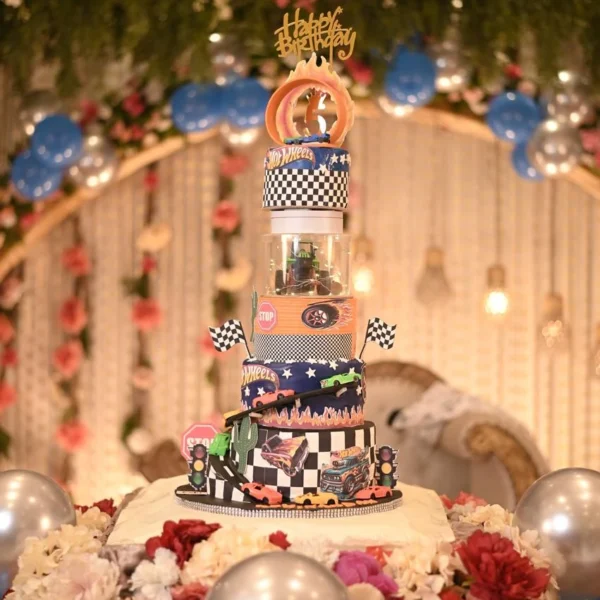 Car theme 5 tier cake
