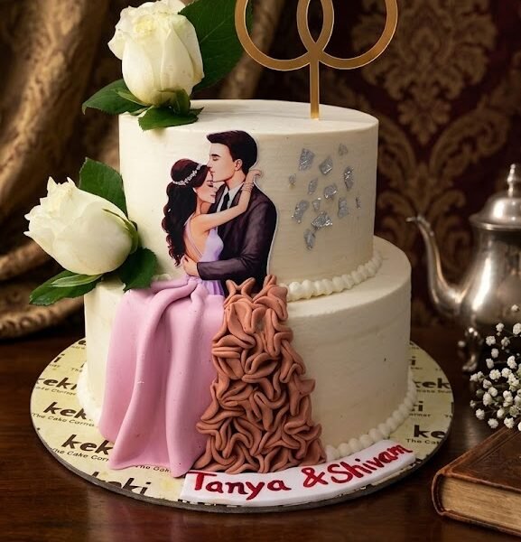 Luxe Floral Engagement Cake