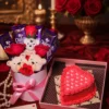 Romantic Teddy Chocolate Bouquet with Bento Cake