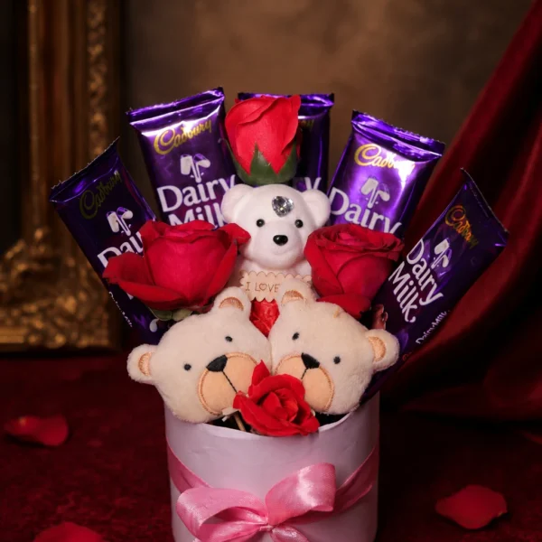 Romantic Teddy Chocolate Bouquet