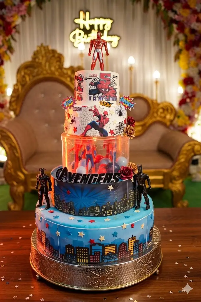 Spiderman theme cake Spiderman theme cake
