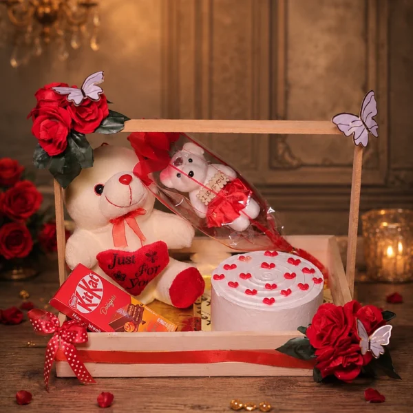 Teddy Love Cake Basket_Keki_1