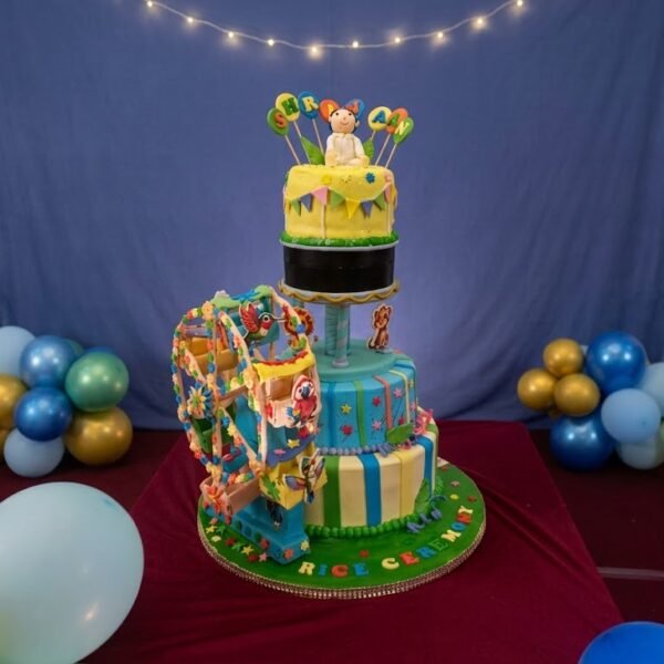 Theme based rice ceremony cake