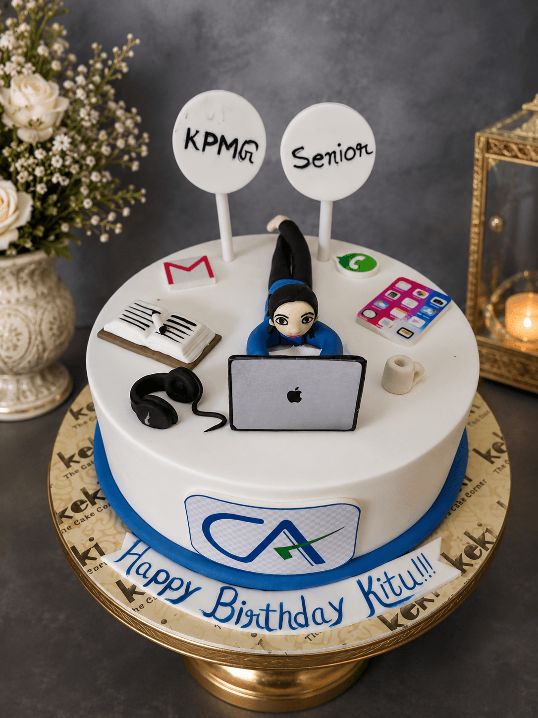 Work holic theme cake Pic 2 Work holic theme cake